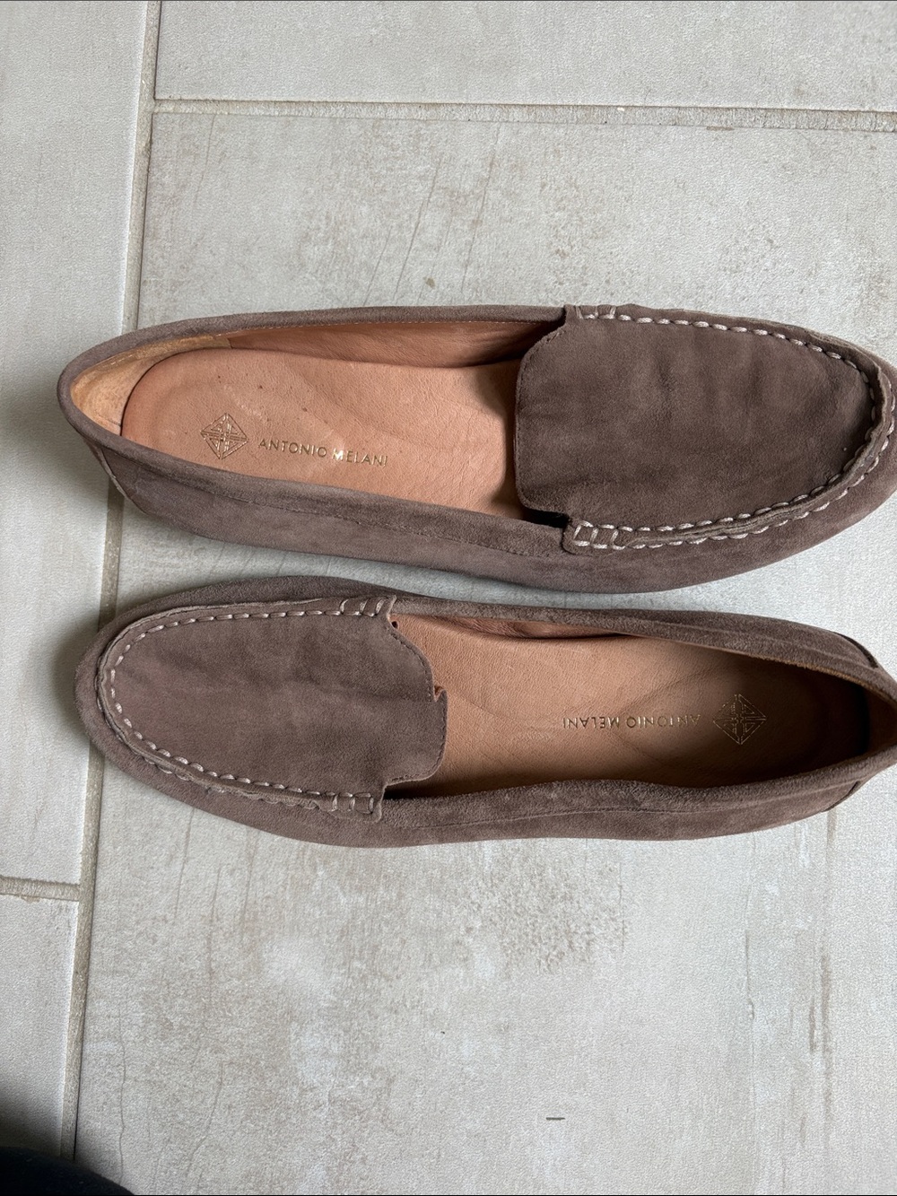 ANTONIO MELANI Brown Suede Slip-On Loafers